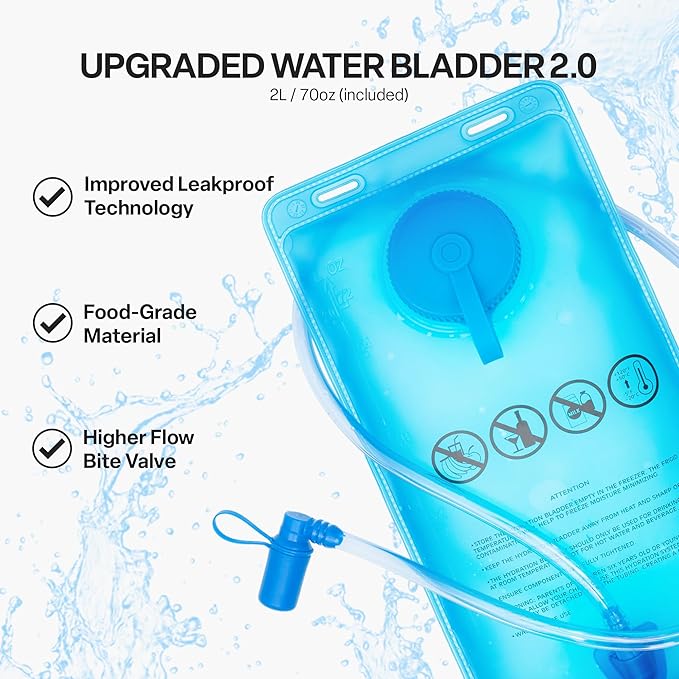 Everfun Hydration Backpack 18L with Water Bladder 2L/3L Hiking Water Backpack Women Men Hydration Pack Insulated Lightweight Day Hydropack with Storage for Hiking, Biking, Running, Festival