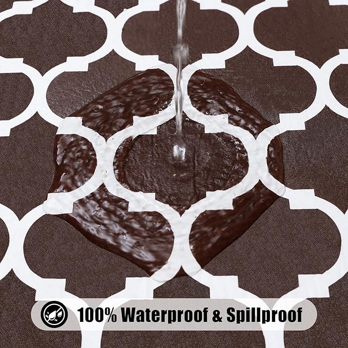 Smiry Rectangle Picnic Table Cover, Waterproof Elastic Fitted Camping Tablecloths for 4 Foot Tables, Wipeable Flannel Backed Vinyl Tablecloth Protector for Indoor, Outdoor (Coffee, 30x48 Inches)