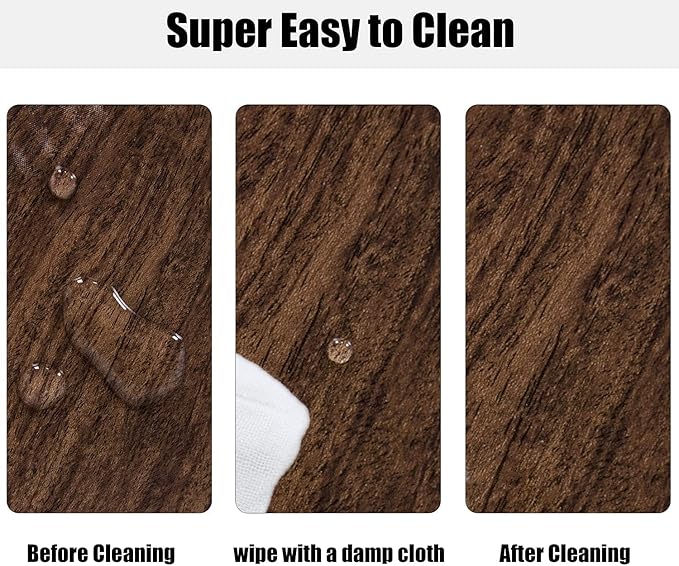 LUSHVIDA Round Waterproof Table Cover Elastic Vinyl Fitted Tablecloth Elastic Edged Plastic Table Cloth (Oak, Best for Up to 36"-44" Round)