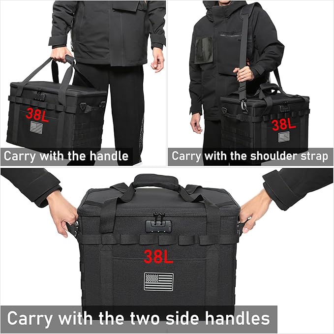 Tactical Camping Storage Bag - 38L Utility Tote Bag Organizer with Combination Lock and Shoulder Strap