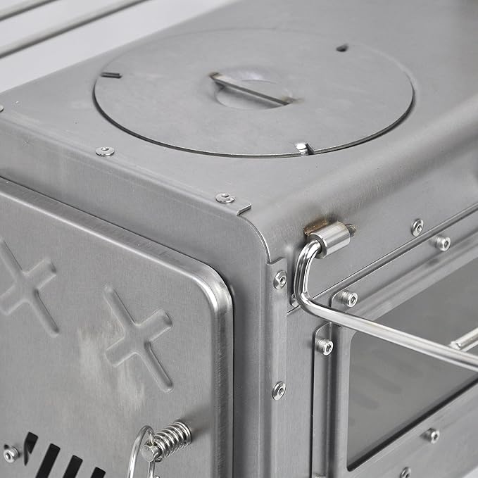 Outdoor Wood Burning Stove, Portable Camp Stove Tent Stove with Chimney Pipe for Cooking, Camping, Tent, Hiking, Fishing, Backpacking