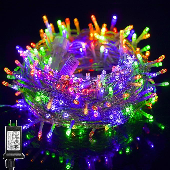 LJLNION 300 LED String Lights Outdoor Indoor, Extra Long 98.5FT Christmas Lights, 8 Lighting Modes, Plug in Waterproof Fairy Lights for Wedding Party Bedroom Decorations (Multicolor)