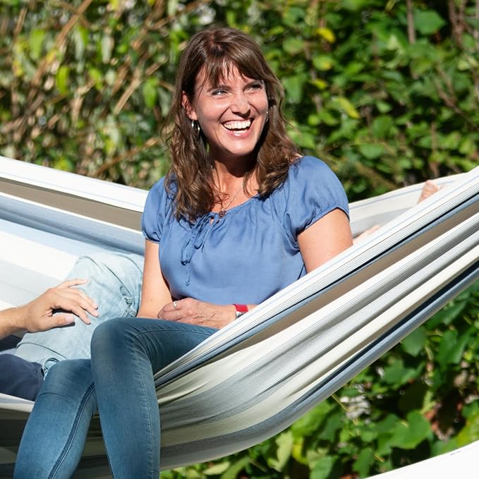 LA SIESTA - Large Double Brisa Classic Hammock & CasaMount - Suspension Kit for Walls & Ceilings - Weather Resistant Portable Hammock - 2-Person - Sea Salt