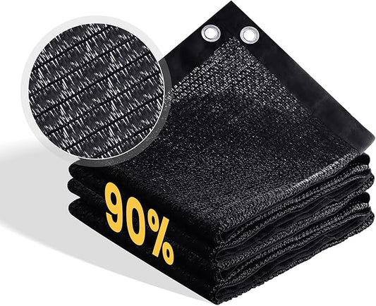 VICLLAX 90% Shade Cloth, 9x10FT Durable Black Mesh Trap with Every 3 FT Grommet, Sun Shade Fabric Netting for for Plants Cover, Greenhouse, Chicken Coop, Barn Kennel, Garden Patio