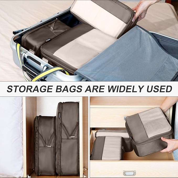 4 Set Compression Packing Cubes for Travel, Suitcases and Backpack Space Saving Organizers (Charcoal Gray)