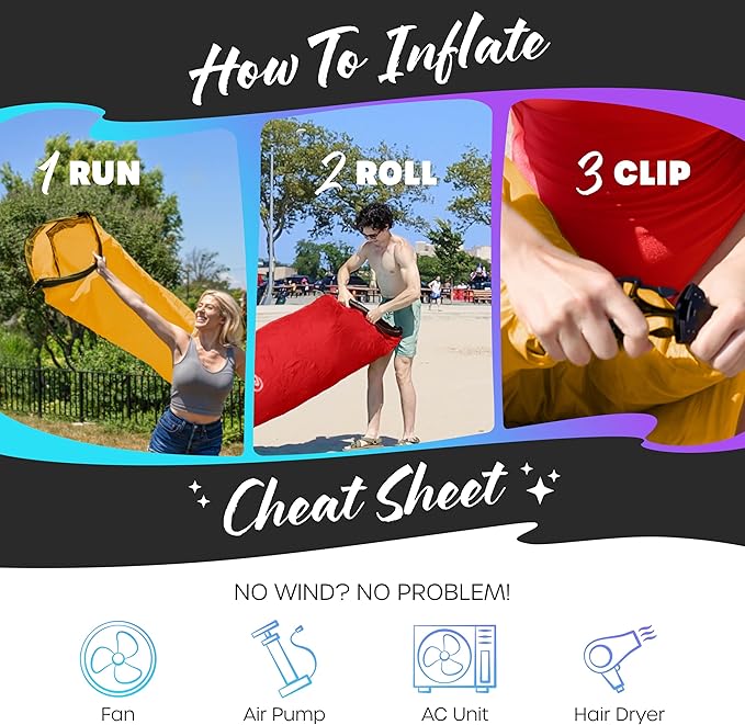 Nevlers 2 Pack Inflatable Loungers Air Sofa Couch | Perfect for Beach Chair Camping Chairs or Portable Hammock |Travel Bag Pouch, Pegs & 3 Pockets| Movie Seating & Camping Accessories Blow Up Lounger