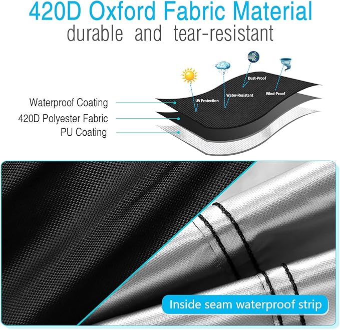 Kingling Patio Furniture Covers, Outdoor Furniture Cover Waterproof Rectangle Table Cover Patio Table Covers for Outdoor Furniturer Set (79" L X 63" W X 27" H)