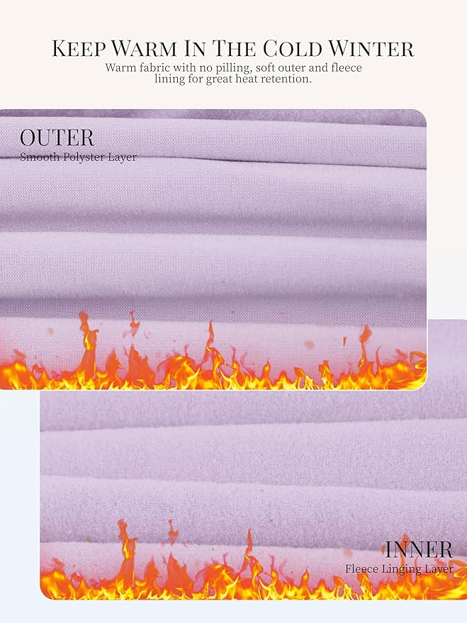 VZV Thermal Underwear for Women, Long Johns for Women Thermal Sets Fleece Lined Base Layer Top and Bottom Set