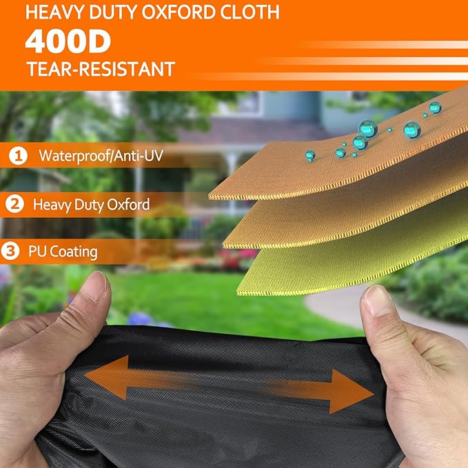 STARTWO Waterproof Picnic Table Cover Outdoor Patio Bench Covers for 8 ft Picnic Table Bench Set Windproof 96 Inch Black