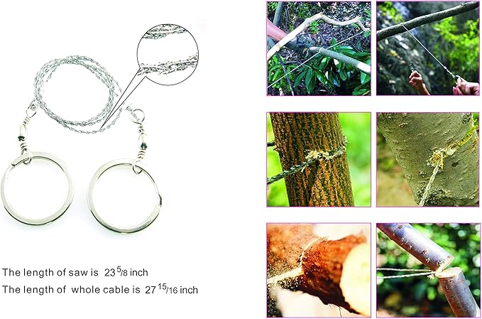 Survival Kit with Windproof Matches (2.6") in Waterproof Case – 2 Thermal Blankets, Fire Rope (1.2"x5.2"), Mini Knife, Wire Saw, 14-in-1 Tool – Bug Out Bag Gear for Camping, Emergency