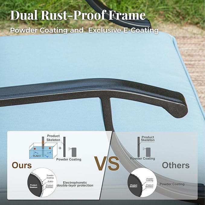 Patio Furniture Set with Fire Pit Table, 5 Pcs Metal Outdoor Conversation Set, 4 Swivel Chairs with 5.75" Extra Thick Cushion and 28" Fire Pit Table for Backyard Deck, Blue