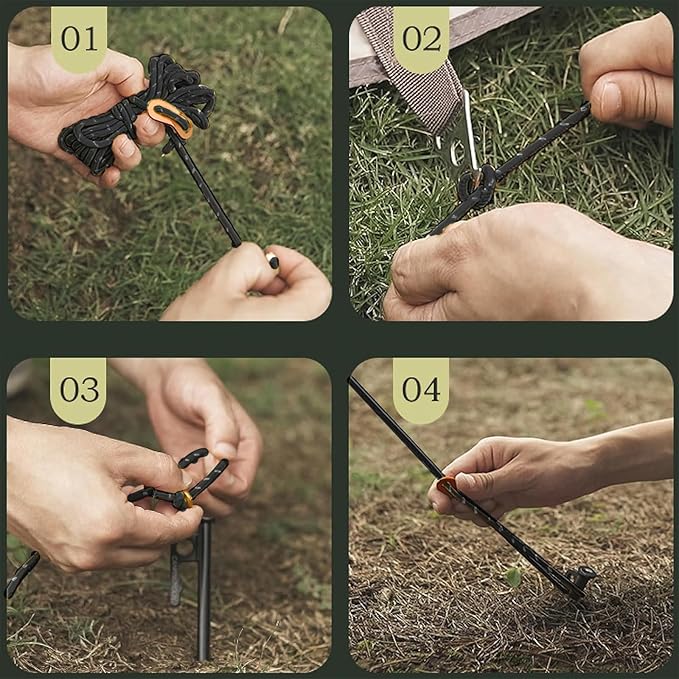 CONBOLA 6 Pack 5 mm Guy Lines Ultralight Tent Cords with Aluminum Adjuster Tensioner Outdoor Camping Guylines Ropes for Tent Tarp, Canopy Shelter, Climbing, Hiking Backpacking Gear