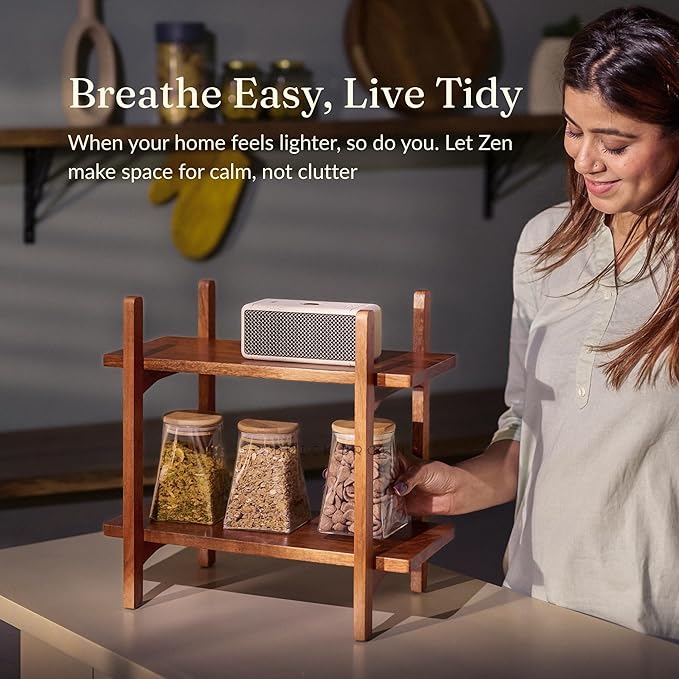 Premium Zen Organizer | 2-Tier Wooden Spice Rack | Kitchen Countertop Shelf | Tiered Shelf Organizer | Grocery Rack (41 x 23 x 38 Cm)