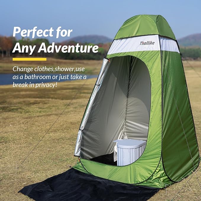 Upgrade Pop Up Privacy Shower Tent 55" x 55" x 83", Portable Camping Shower Tent, Camping Toilet Changing Room with Rain Shelter & Extended Floor Mat, Dressing Room for Camping and Beach