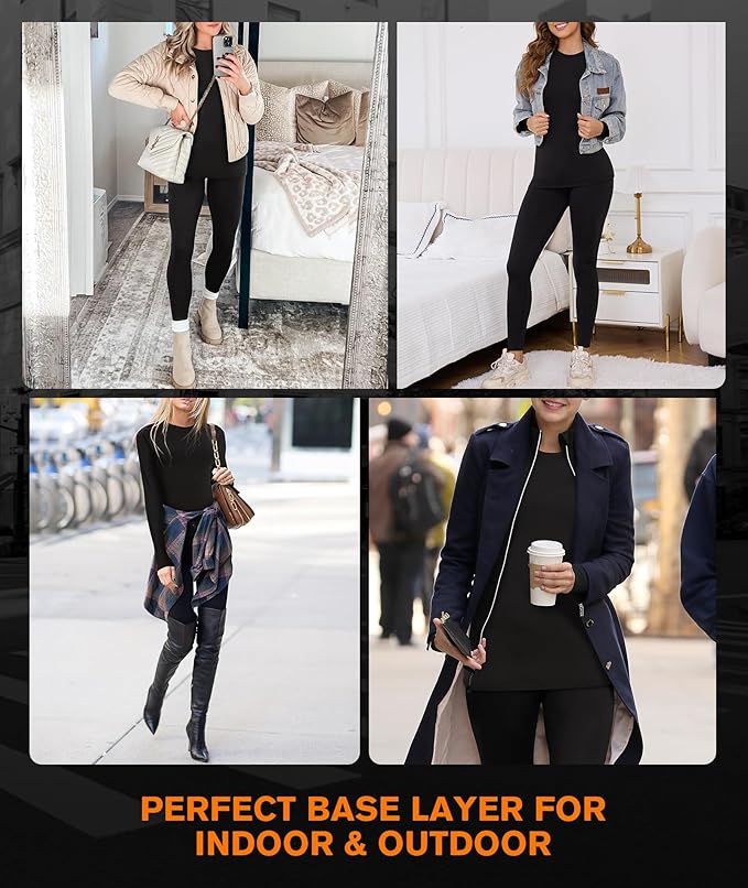 BESTENA Thermal Underwear for Women Base Layer Cold Weather Thermal Set Long Johns Women Thermal Set
