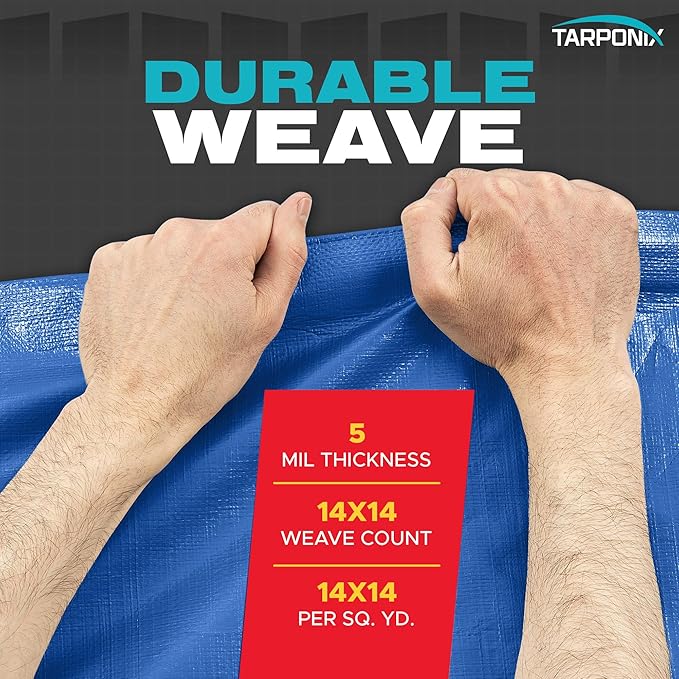 Better Blue Poly Tarp 12’ x 20’ – Lightweight 5 Mil Waterproof Cover – Durable, Weatherproof, Multipurpose Protection for Camping, Roofing, Construction