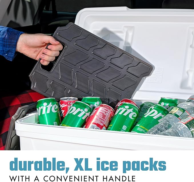 Cool Coolers by Fit & Fresh XL Slim Cooler Ice Blocks, Reusable & Long Lasting XL Ice Packs for Coolers, Slim XL Ice Packs for Cooler Bags, Space Saving, Quick Freeze, 10"x 13", Black, 2PK