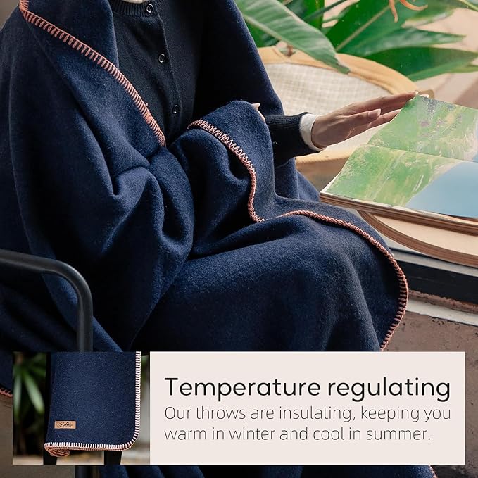 100% Wool Blanket, 62" x 86", Warm, Thick, Washable, Military Wool Blanket, Great for Camping, Outdoors, Sporting Events, Survival Kits