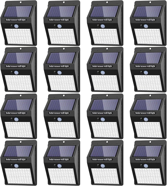 16 Pack Solar Lights Outdoor, 3 Modes/100LED Wireless IP65 Waterproof Solar Motion Lights Outdoor for Front Door, Backyard, Garage, Deck