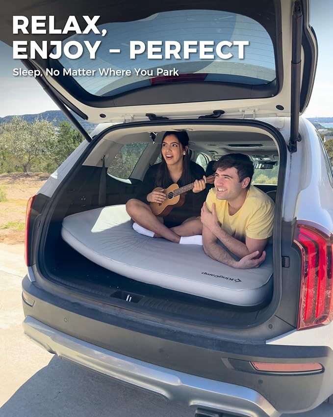 KingCamp Self Inflating Sleeping Pad, 6" Ultra Thick R 15.5 Air & Foam Camping Mattress 2 Person, Full Size Double Sleeping Pad for Camp Tent Outdoor Car, PVC Free (Mediumgrey)