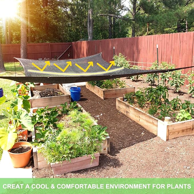 Garden 40% Shade Cloth, 10 x 20 FT Shade Mesh Tarp with Reinforced Brass Grommets, Black Outdoor Sunblock Shade Cloth Cover for Plants, Greenhouse, Patio, Chicken Coop, Tomatoes Sun Shade Net