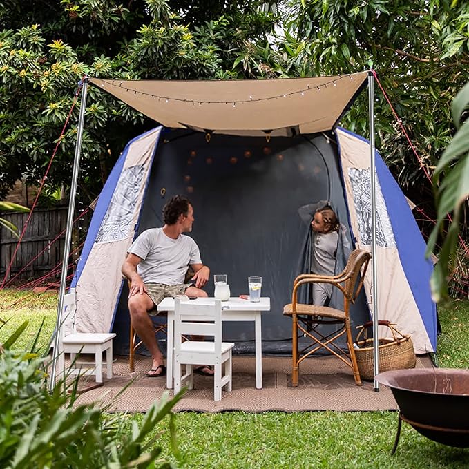 SANLIKE Telescoping Tarp Pole Heavy Duty Tent Poles, 33"-86.6"/94" Thickened Tube Collapsible Stainless Steel Canopy Poles for Camping Backpacking Hiking Awning Sun Sails Outdoor Sports, Set of 2