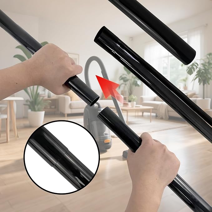 Vacuum Extension Tubes 2Pack, 1.25 Inch Diameter, 14.76" and 17.71" Length - Black | Compatible with 1-1/4 Inch Hose Wet/Dry Vacuum Cleaners | Versatile Tool (Black, 1 P14.76" +1 P 17.71 ")