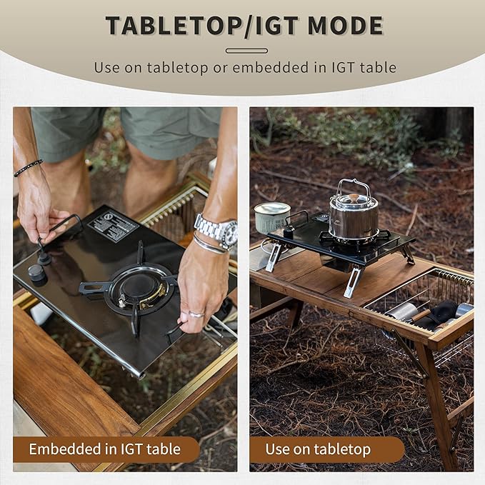 Naturehike Camping Gas Stove for IGT Table, Folding Isobutane Stove with Carry Bag, Portable Camp Stove for Outdoor Car Camping Cooking Tailgating