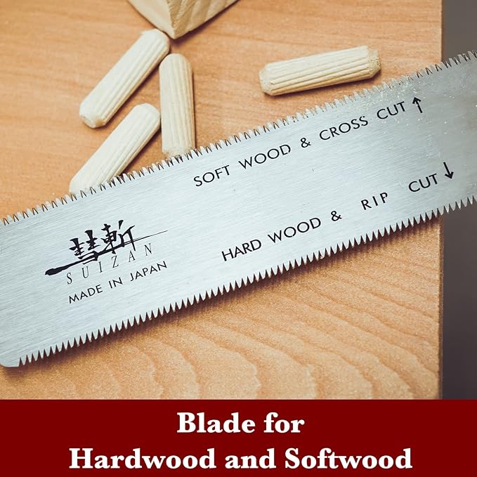 SUIZAN Ryoba Double Edge Saw 6" - Professional Japanese Pullsaw Small Handsaw Woodworking Tools