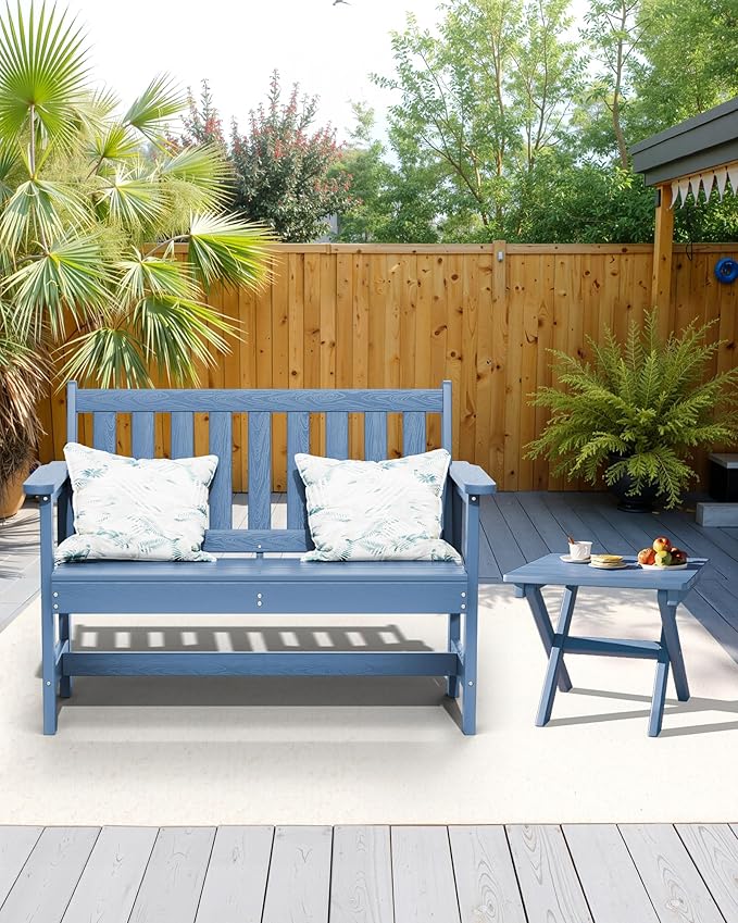 SERWALL Folding Adirondack Side Table, Portable Small Outdoor Table, Weather Resistant Outdoor End Table for Camping and Garden, Navy