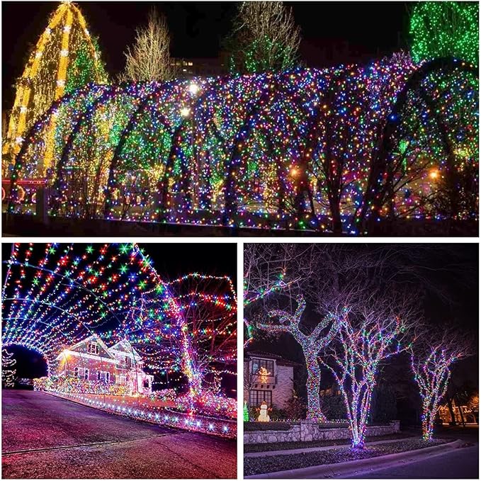Multicolored Solar String Lights Outdoor Waterproof, 2-Pack Each 72FT 200LED Solar LED Fairy Lights Copper Wire 8 Modes Solar Twinkle Light for Garden Xmas Tree Party Wedding Decorations