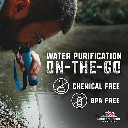 Ready Filter Personal Water Filter Straw | Backpacking Water Filter for Hiking & Camping | Portable Water Purifier Camping | Emergency Survival Gear & Camping Survival Kit