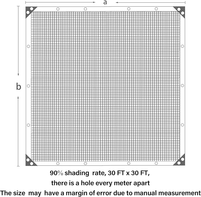 winemana Black Shade Cloth 30x30 FT??90% Sun Shade Mesh Tarp for Greenhouse, Garden, Patio, Dog Kennel, Chicken Coop, and Outdoor Protection, Plants Cover Shade Netting with 2 Reinforced Grommets