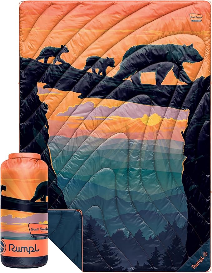 Rumpl Original Puffy Great Smoky Mountains - Bear Crossing National Park Blanket for Camping and Outdoors, V2, Great Smoky Mountains - Bear Crossing