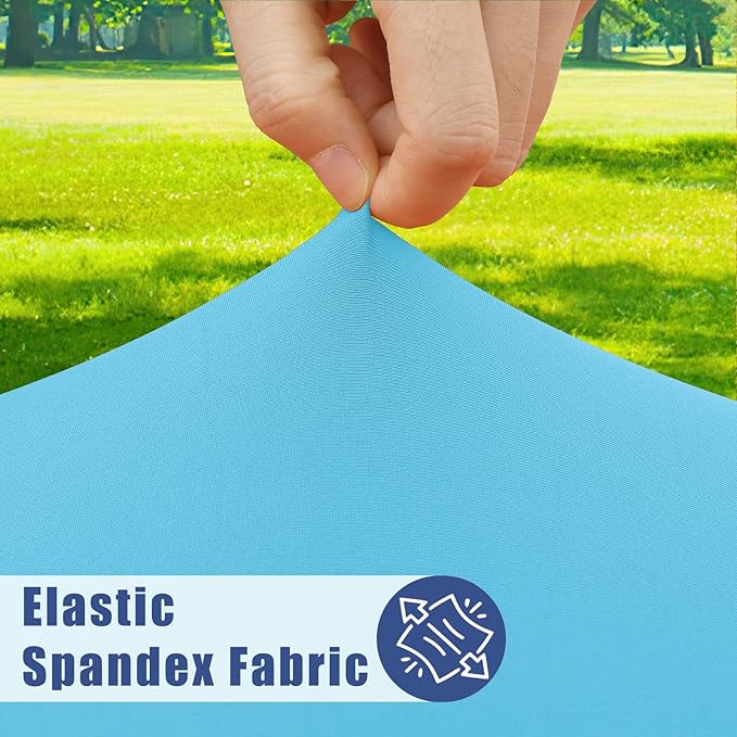 Spandex Picnic Table Cloth 2 Pack, Elastic Fitted Tablecloths for 8 Foot Rectangle Tables, Stretch Washable Patio Table Cover for Outdoor, Camping, Banquet and Parties (Blue Mist, 30"x96")