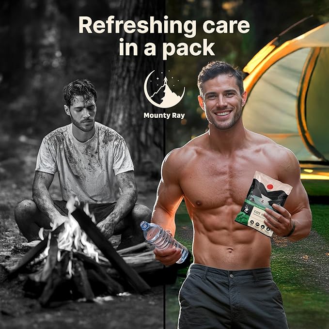 Personal Rinse Free Bath Sponge Kits (Pre-Soaked Shower Glove & 2 XL Towels) -3-Pack - Body Wash for Camping - Rinse-Free Bath Sponges - Water is Not Included