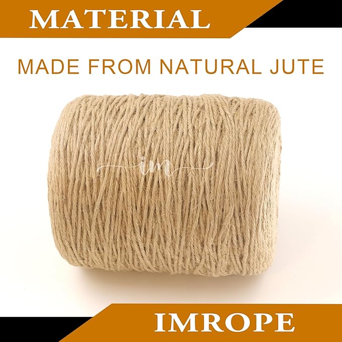 3mm x 2000 Feet Natural Jute Rope, Twine for Gardening Tomato Climbing Plant Tie Floristry Crafts Gift Wrapping Packing Decor