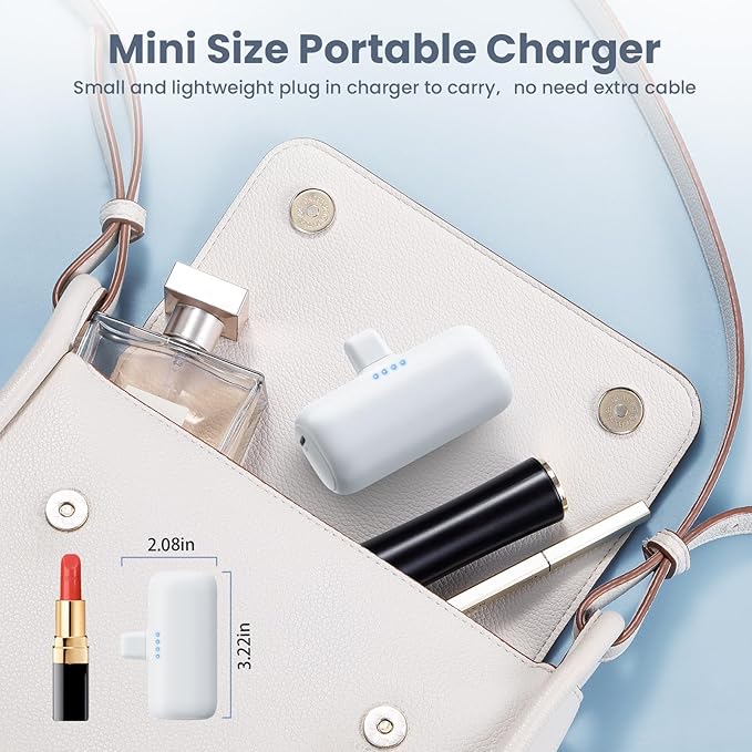 Mini Portable Charger for iPhone 16/15 Series,5200mAh 3A PD USB C Fast Charging Power Bank, Ultra-Compact Cell Phone Battery Pack for iPhone 16/16Plus/15/15Pro Max,Galaxy,Android,Moto,iPad-Milky White