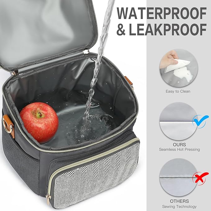 Tuguan Small 12 Can Cooler Bag Double-Layer Premium Portable Insulated Leakproof Lunch Bag Box with Ice Pack Mini Ice Chest Travel Soft Side Cooler for Picnic Hiking Beach Camping