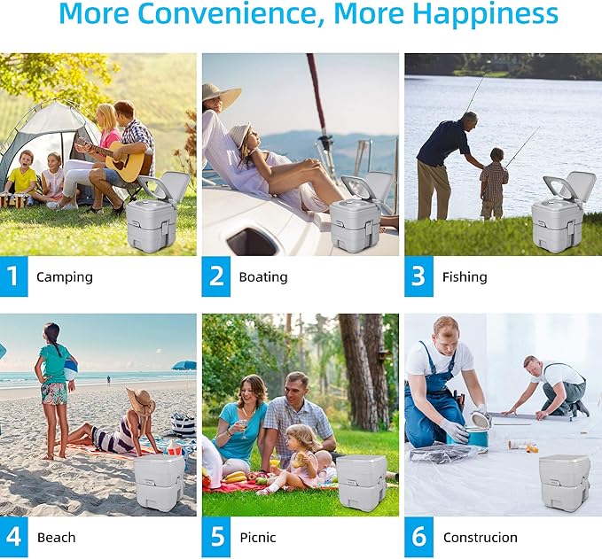 YITAHOME Portable Toilet, Camping Toilet, Travel RV Toilet,5.3 Gallon Detachable Waste Tank, Double Water Spouts, Portable Toilet for Camping, Hiking, Hunting, Boating, Gray