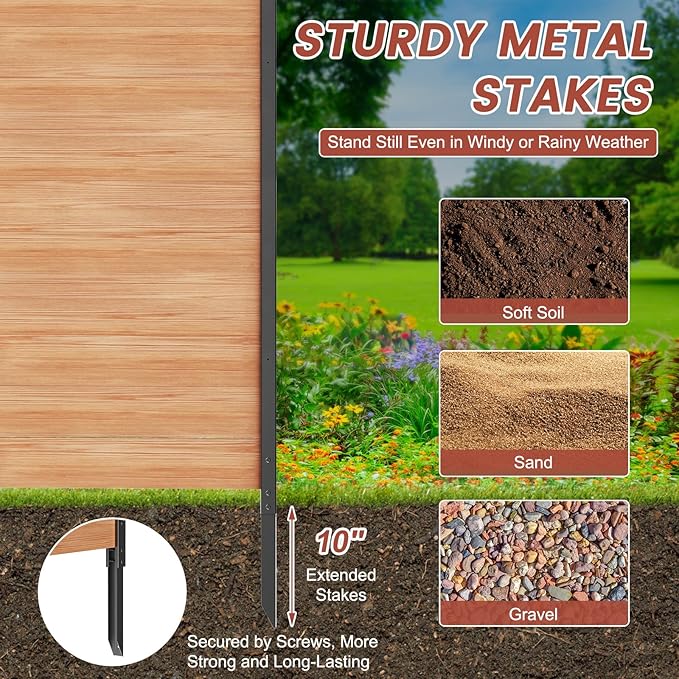 LILYPELLE 36in W x 44in H Air Conditioner Fence, 2 Panels Outdoor Wood Fence Privacy Screen with Metal Stakes, Outside Trash Can Pool Equipment Enclosure Panels Decorative Fences