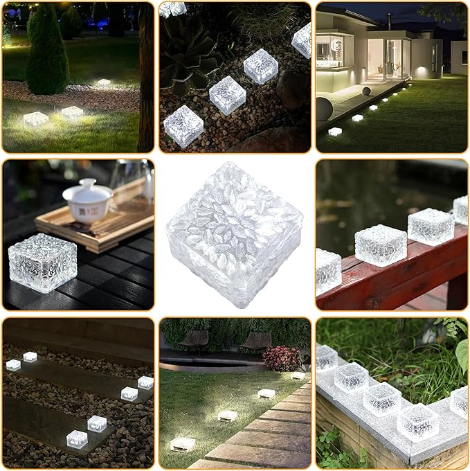 Solar Brick Lights Outdoor Waterproof Patio Brick Lights Garden Decor for Outside 3 Packs for Patio,Yard,Walkway,Pathway Decor