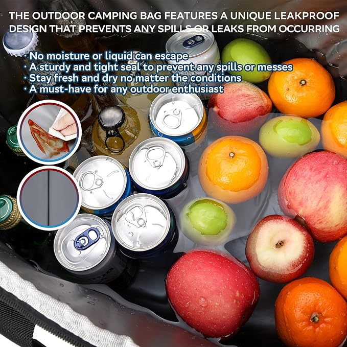 Portable Soft Cooler Bag - 24/60 Can Insulated Camping Cooler, Leakproof Collapsible Soft Sided Cooler for Drink, Suitable for Picnic, Beach, Outdoor, Lunch, Work, Ice Chest