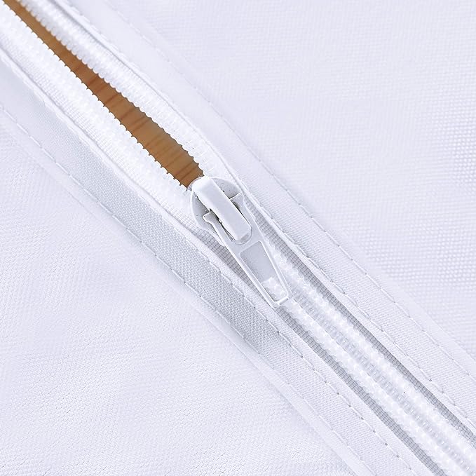 LUSHVIDA Round Outdoor Tablecloth with Umbrella Hole and Zipper, 60 Inch White for 20-48 Inch Tables, Washable Waterproof Table Cloth Spill Proof Wrinkle Free Table Cover for Patio Summer Picnic BBQS