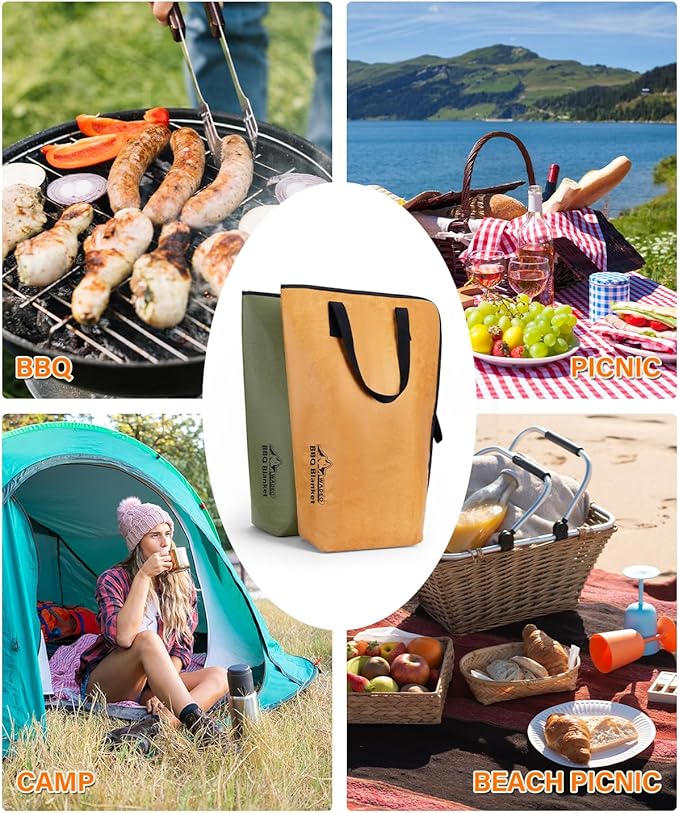 WADEO Large 2 pack BBQ Blanket for Resting Meat, 21inch BBQ Insulated Smoked Meat Resting Bag Butcher Paper Set, Barbecue Brisket Meat Blanket with Wide Mouth for Beef Pork Turkey(Green Brown)