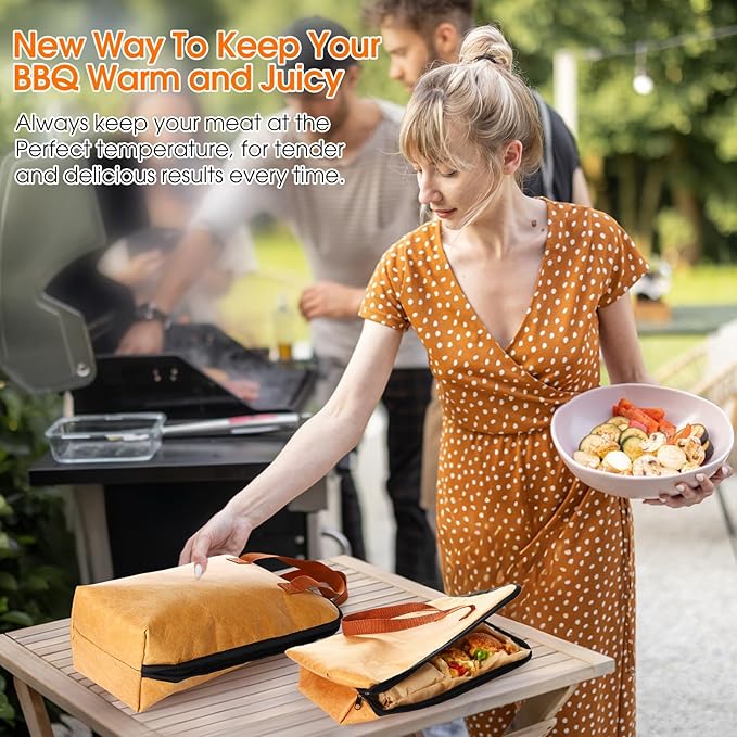 Honeydak 2 Pcs BBQ Blanket for Resting Meat 21in &15in Insulated Meat Resting Bag with 5-layer Thermal Lock Moisture Retention and Tender BBQ for Briskets, Pork Shoulders, Steaks Turkey