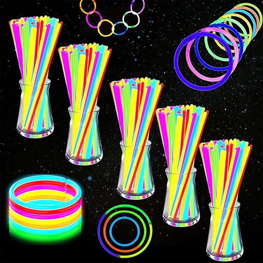 Glow Sticks, 500 Pack 8" Glow in The Dark Light Up Sticks with 500 Connectors for Festival Birthday Carnival Necklaces Bracelet (500PACK)