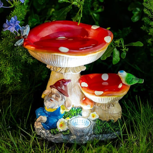 Solar Gnome Statues Figurine Lights - Garden Lighting Outdoor Decorations, Gnome Sleeping Under Mushroom, Yard Art Lawn Ornaments for Porch Patio Balcony - Gnome Gifts for Women Mom