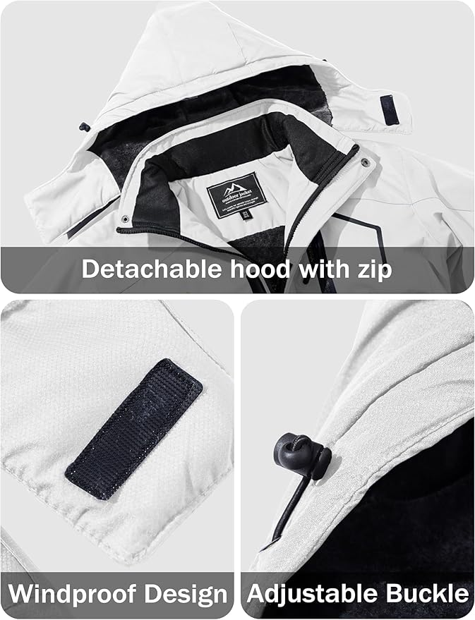 MAGCOMSEN Men's Winter Coats Water Resistant Ski Snow Jacket Warm Fleece Jacket Parka Raincoats With Multi-Pockets