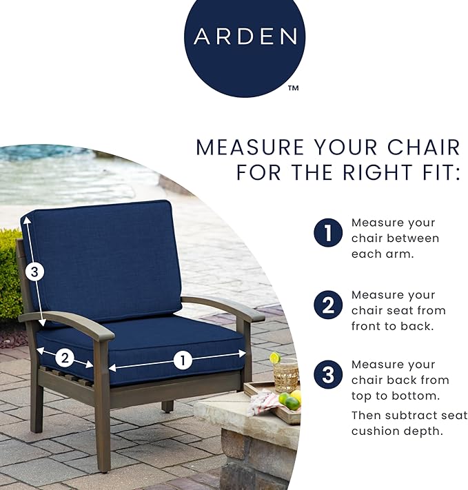 Arden Indoor/Outdoor Seat or Rocking Chair Cushion, 19 x 18, Water Repellent, Rain Proof, Fade Resistant Cushion for Rocking or Dining Chairs Onyx Cebu